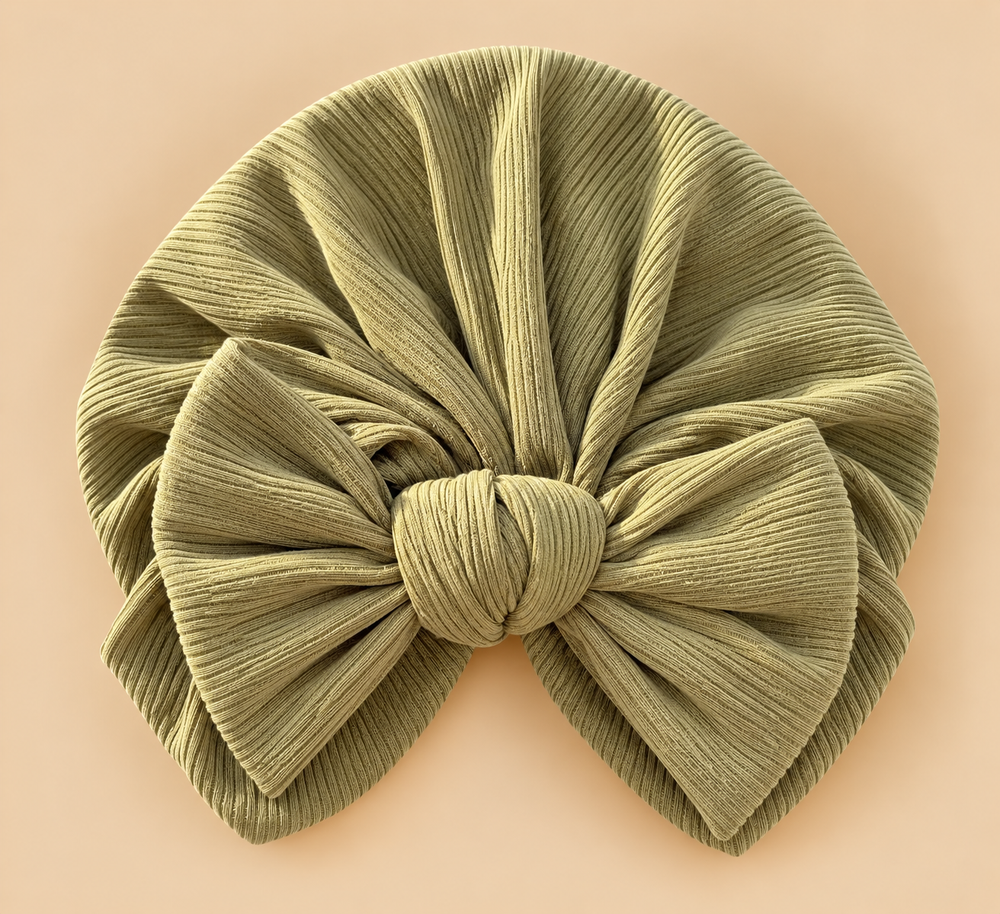 Soft Ribbed Bow Baby Headwrap Turban