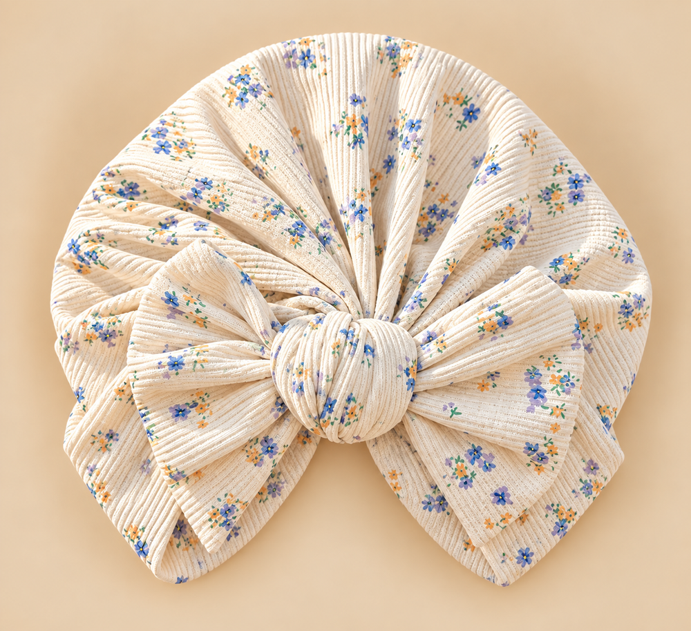 Soft Ribbed Bow Baby Headwrap Turban