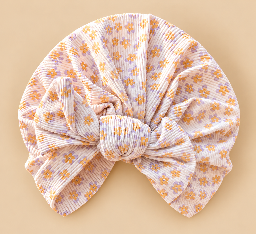 Soft Ribbed Bow Baby Headwrap Turban