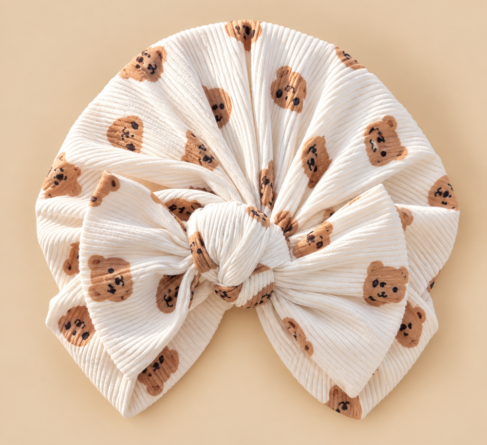 Soft Ribbed Bow Baby Headwrap Turban