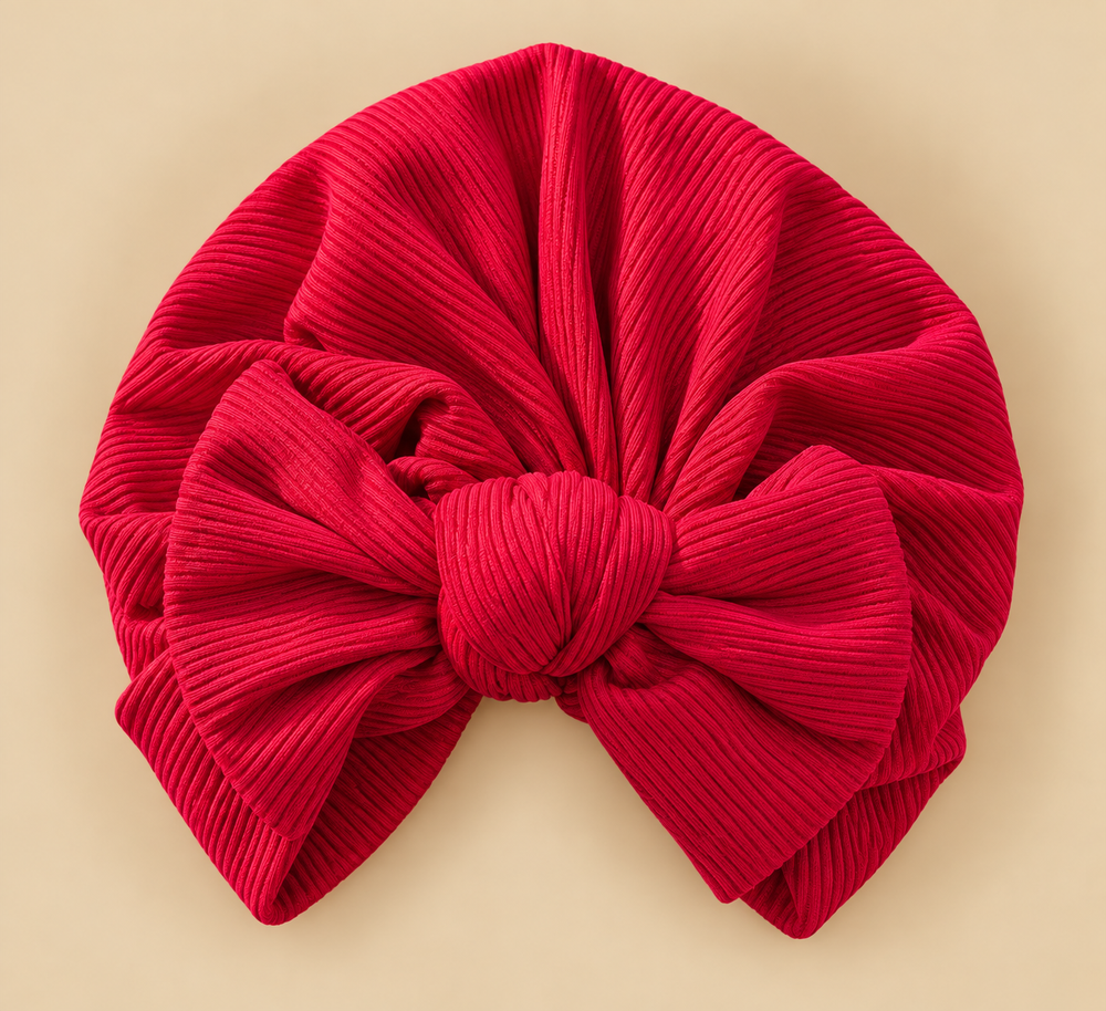 Soft Ribbed Bow Baby Headwrap Turban