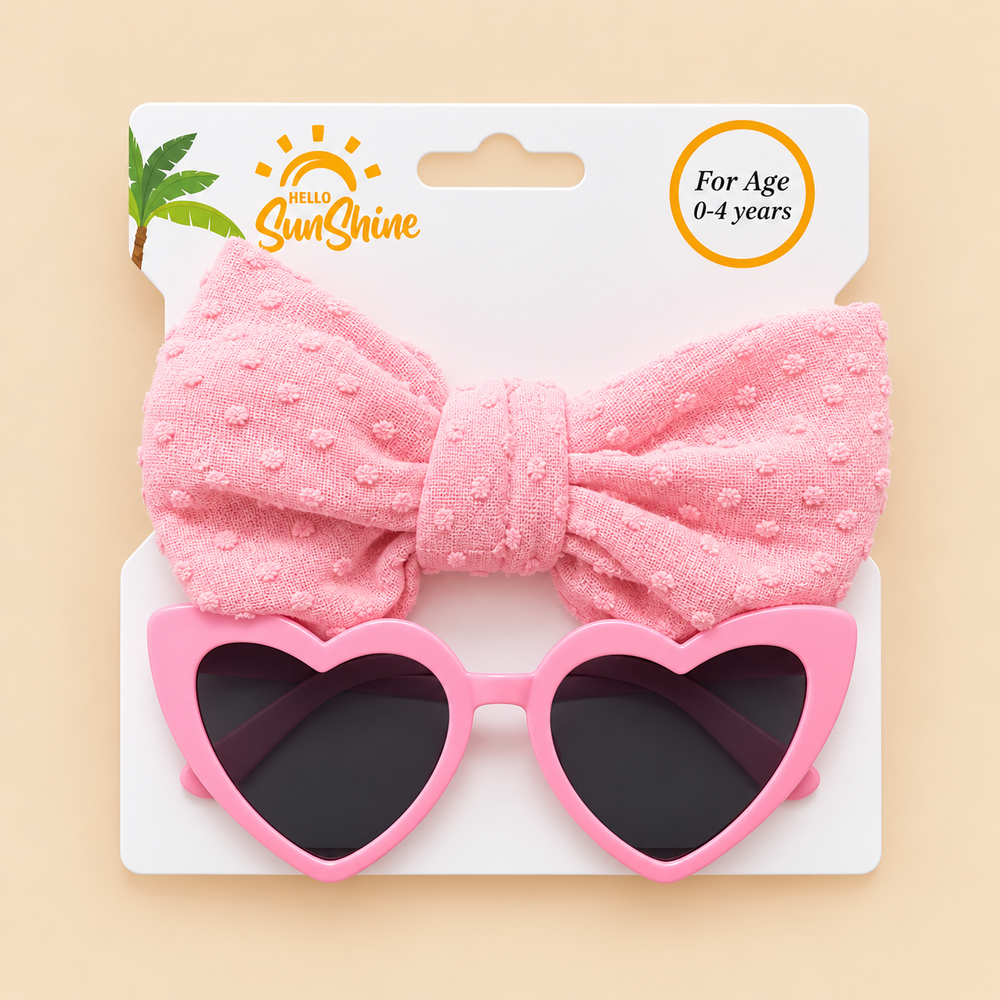 Little Love Bow & Heart Sunglasses Set