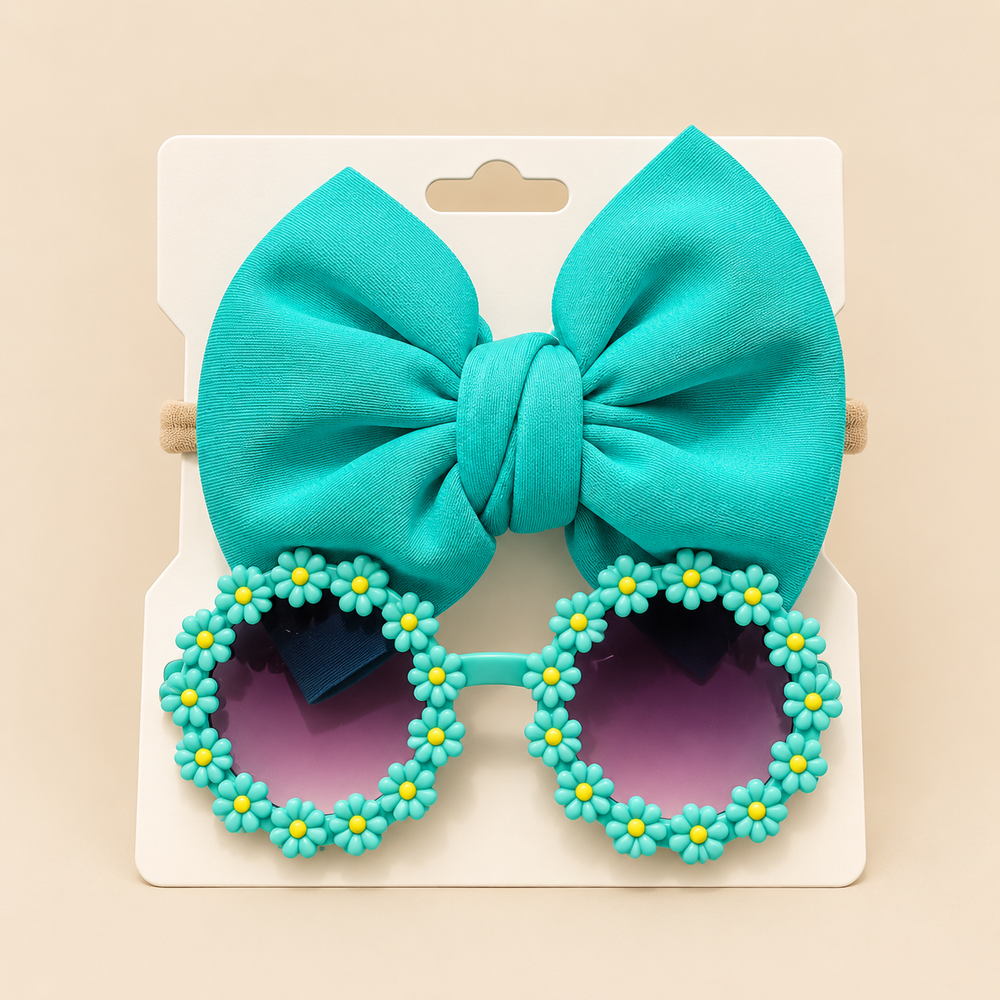 Floral Sunglasses & Bow Headband Set