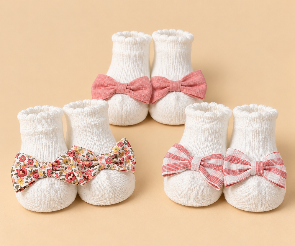 3-Pair Bow Detail Baby Socks Set