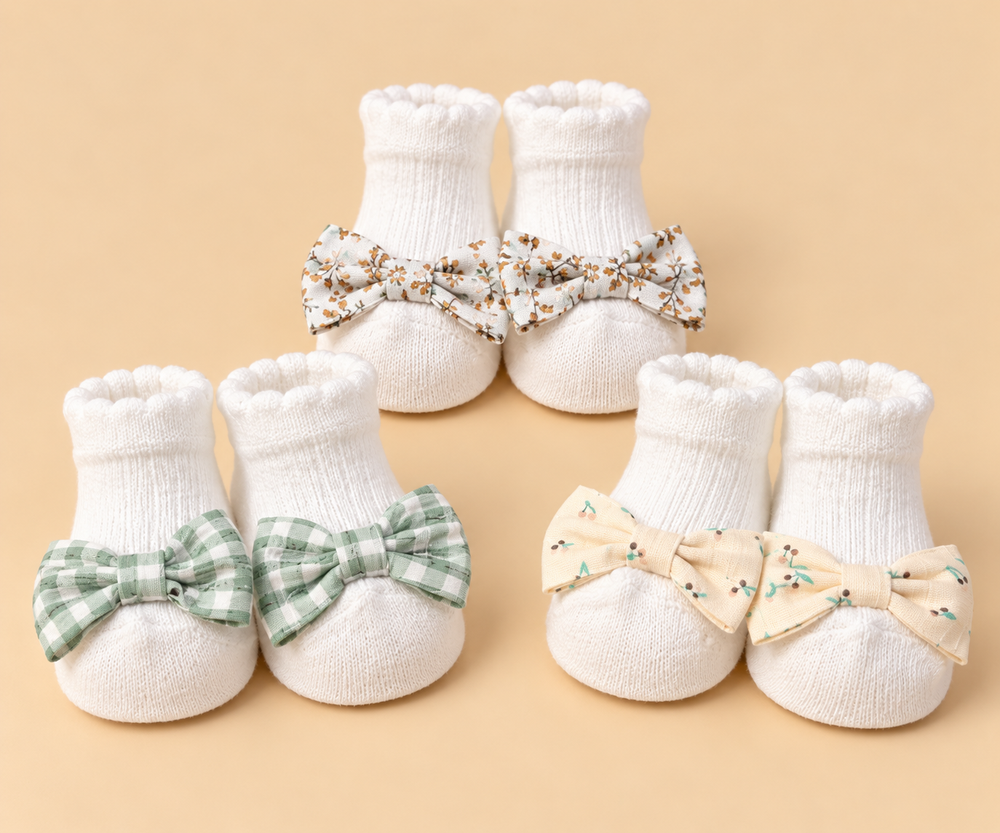 3-Pair Bow Detail Baby Socks Set