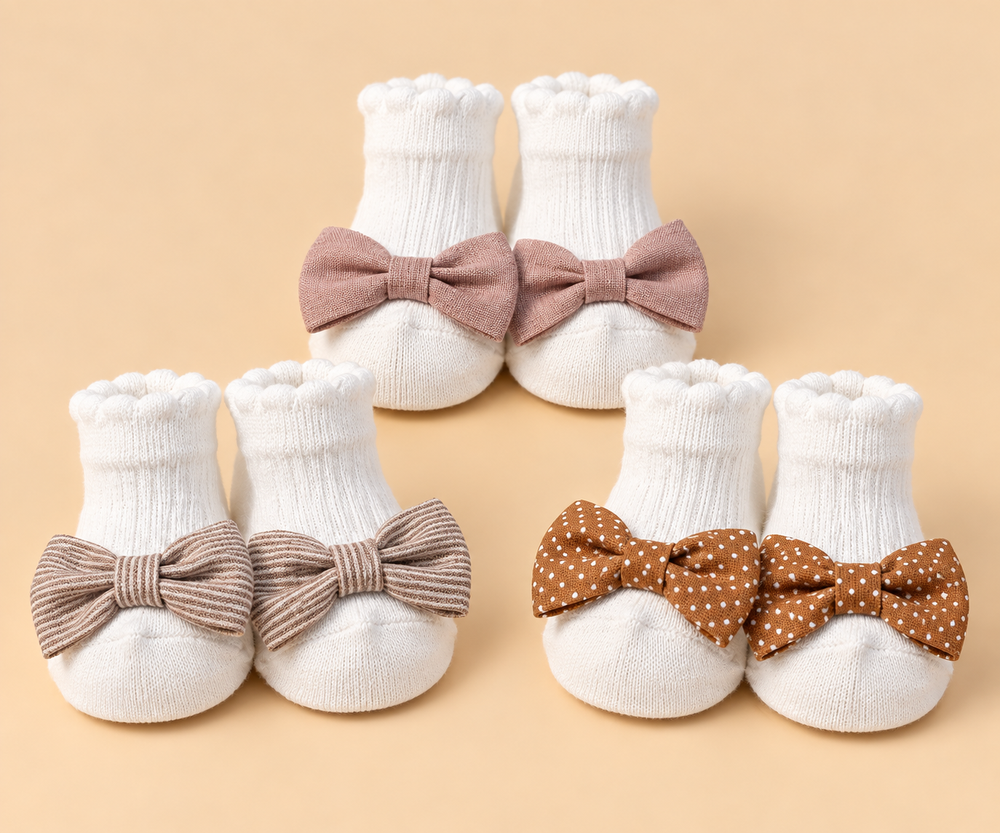 3-Pair Bow Detail Baby Socks Set