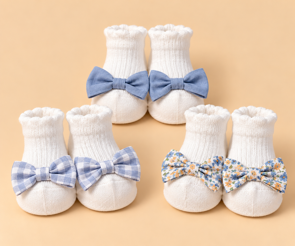 3-Pair Bow Detail Baby Socks Set