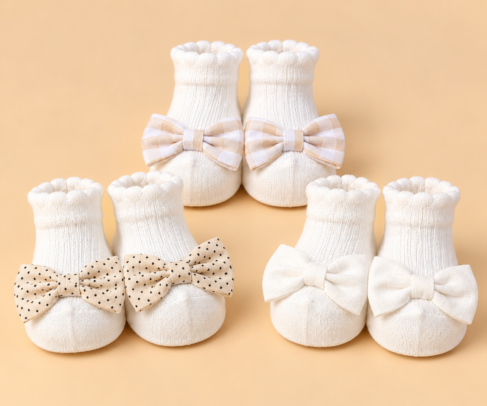 3-Pair Bow Detail Baby Socks Set