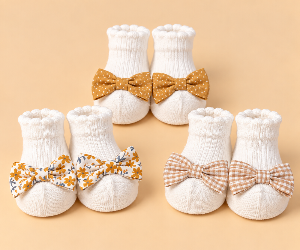 3-Pair Bow Detail Baby Socks Set