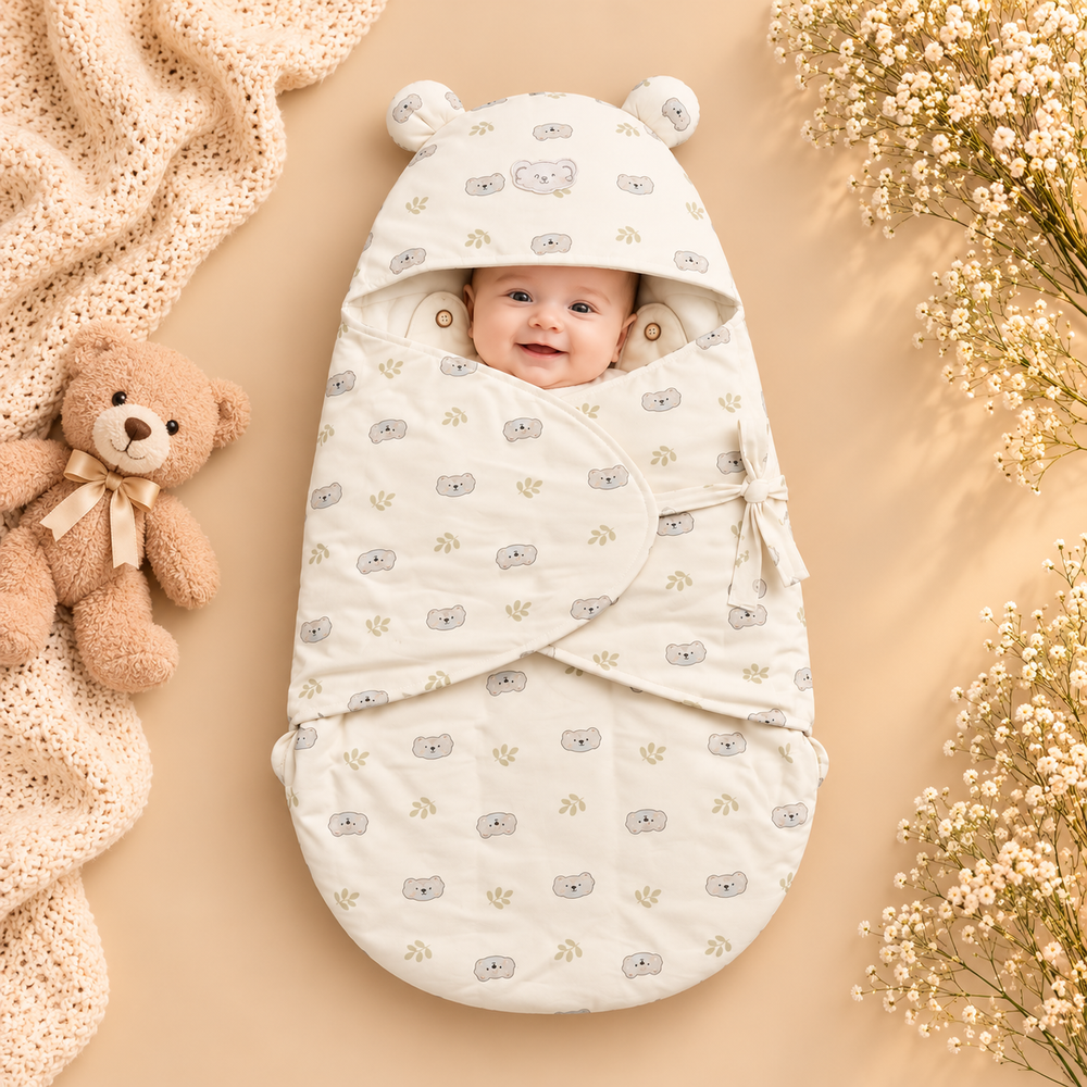 Cozy Hooded Baby Swaddle Wrap