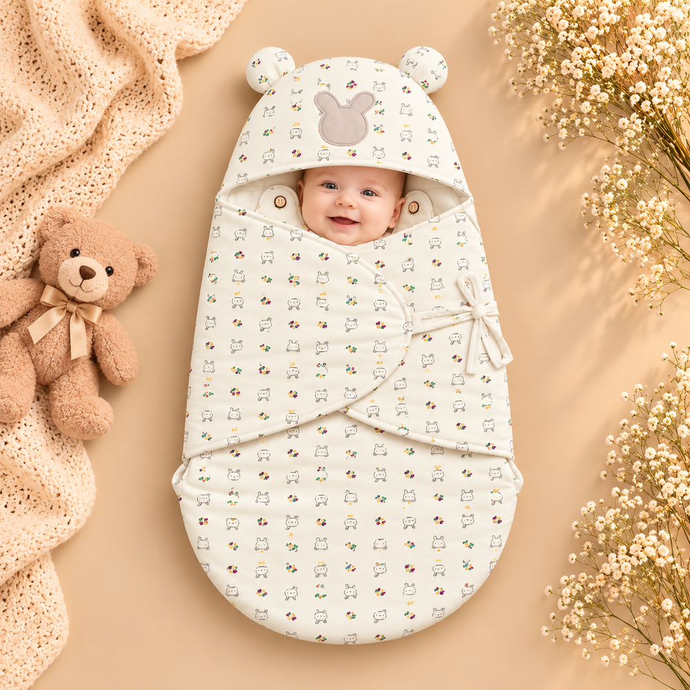 Cozy Hooded Baby Swaddle Wrap