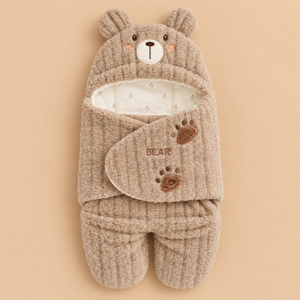 Cozy Plush Hooded Baby Swaddle Wrap – 3 Cute Designs