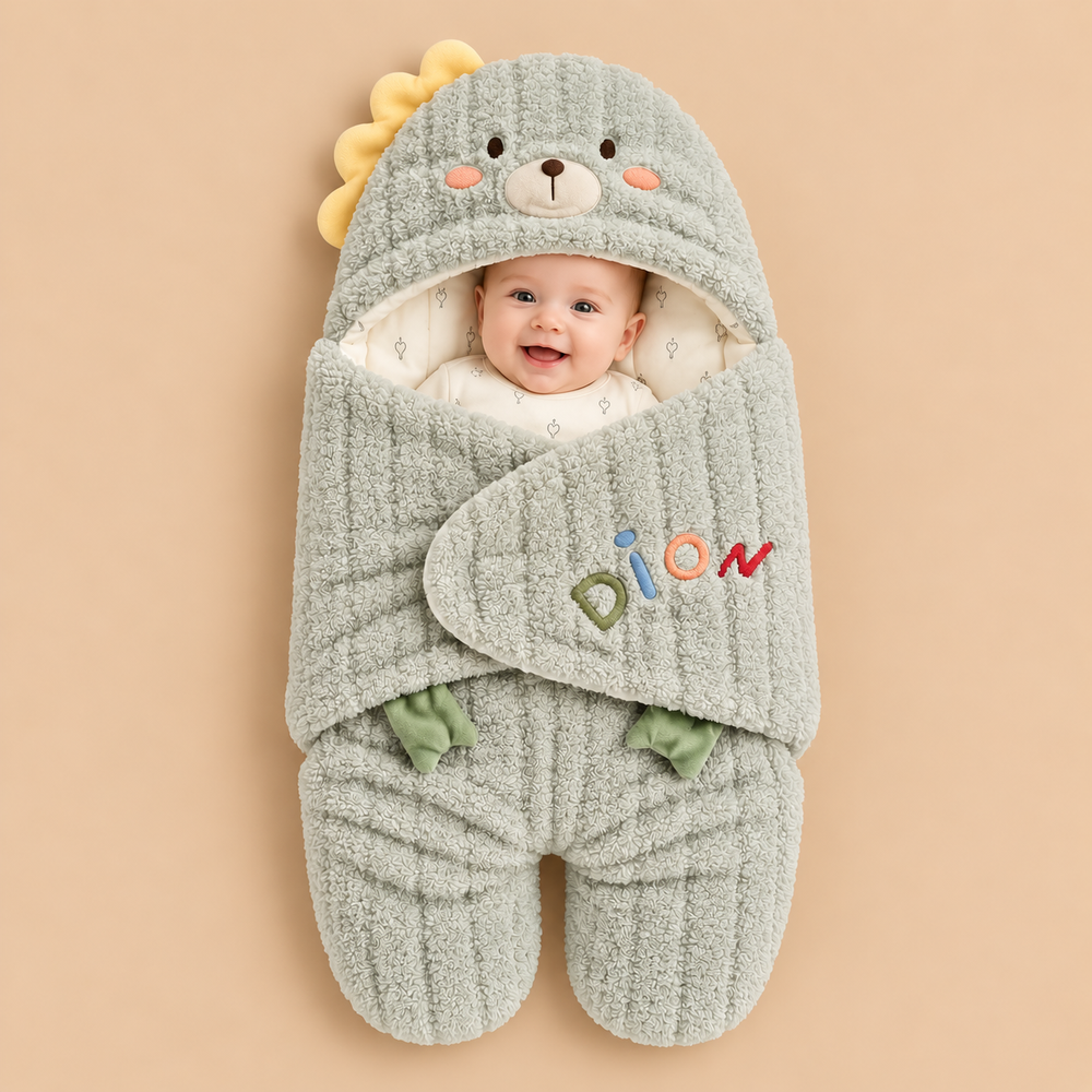 Cozy Plush Hooded Baby Swaddle Wrap – 3 Cute Designs