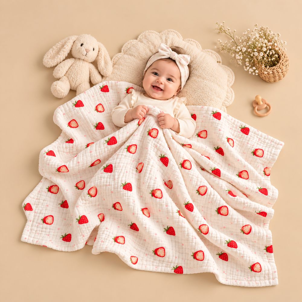 Soft Muslin Baby Blanket – Cute Printed Designs