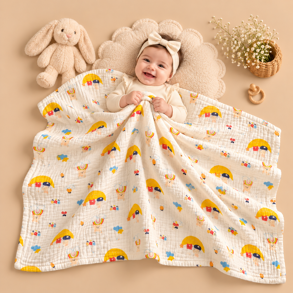 Soft Muslin Baby Blanket – Cute Printed Designs