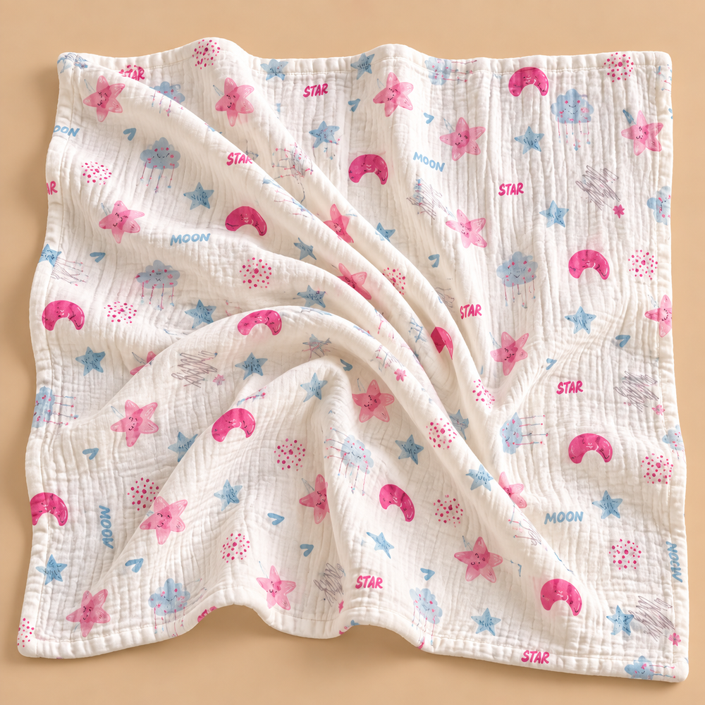 Soft Muslin Baby Blanket – Cute Printed Designs
