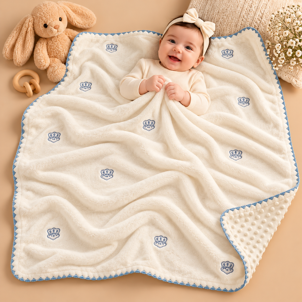 Cozy Double-Layer Minky Baby Blanket – Embroidered Designs