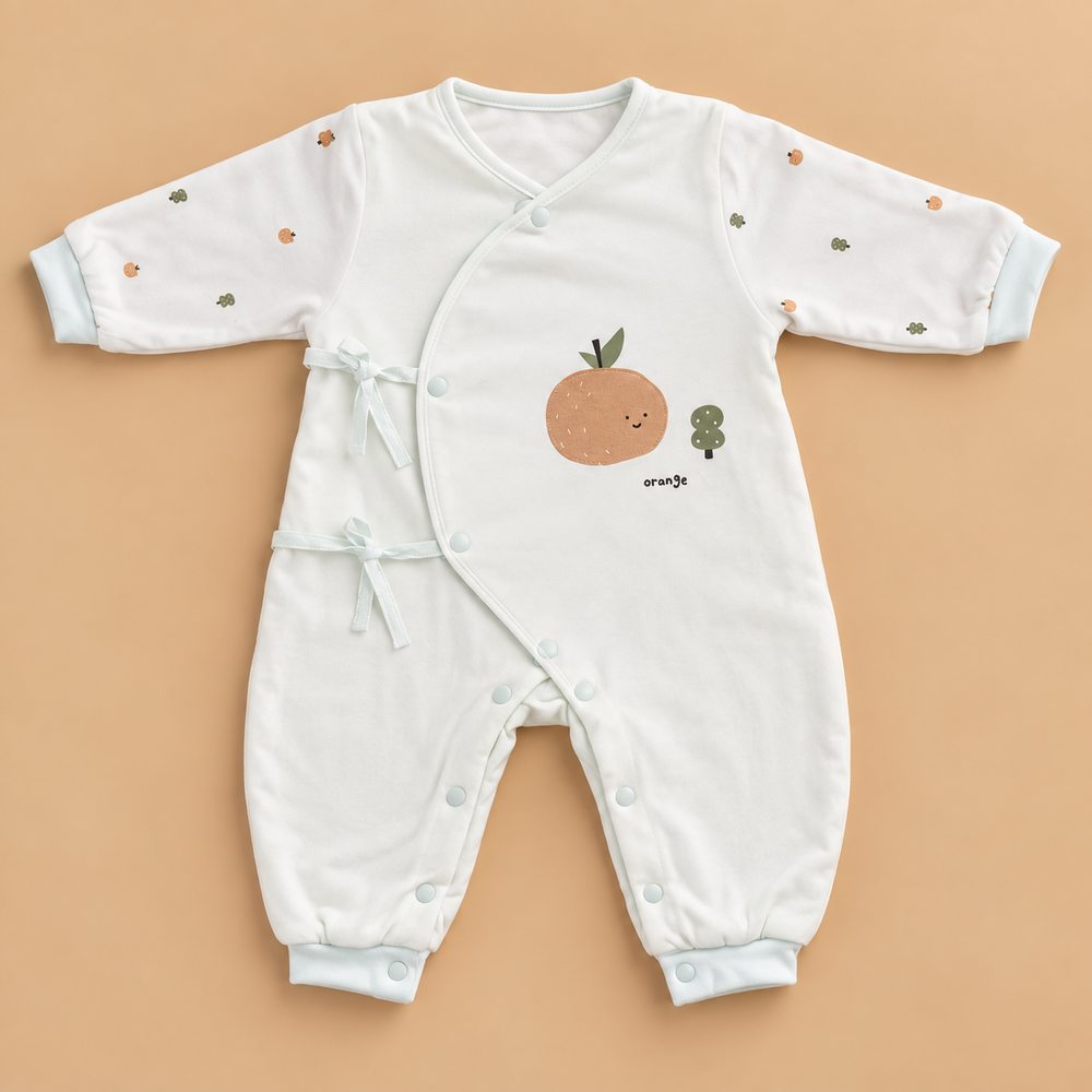 Orange Garden Wrap Baby Romper – 2 Soft Colors
