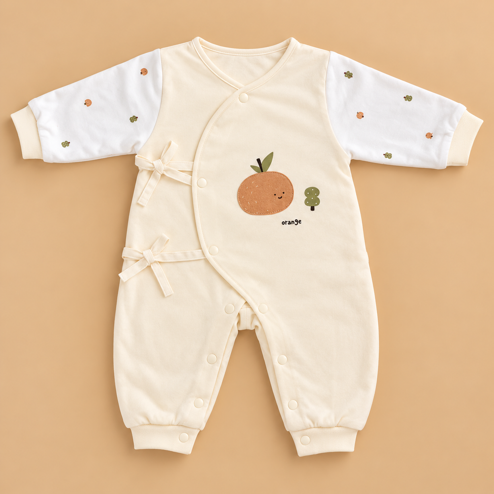 Orange Garden Wrap Baby Romper – 2 Soft Colors