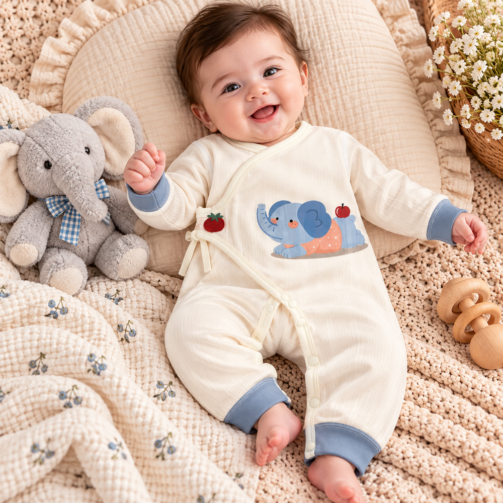 Baby Kimono Romper with Cute Animal Prints – 4 Designs