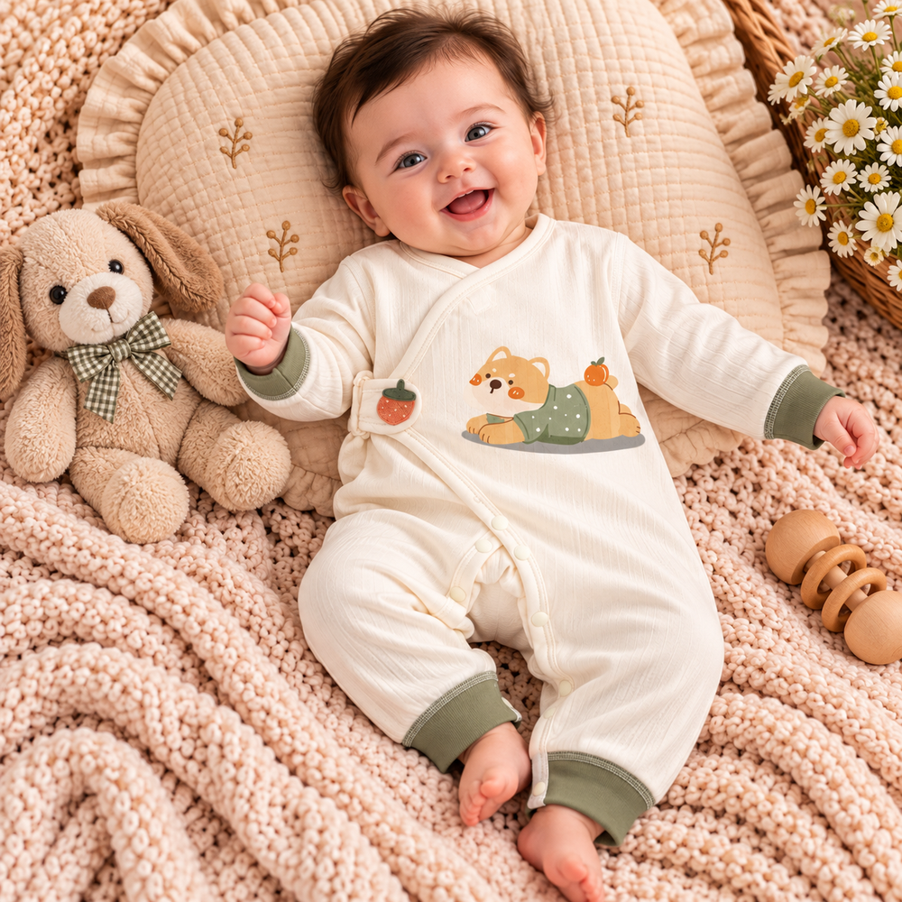 Baby Kimono Romper with Cute Animal Prints – 4 Designs