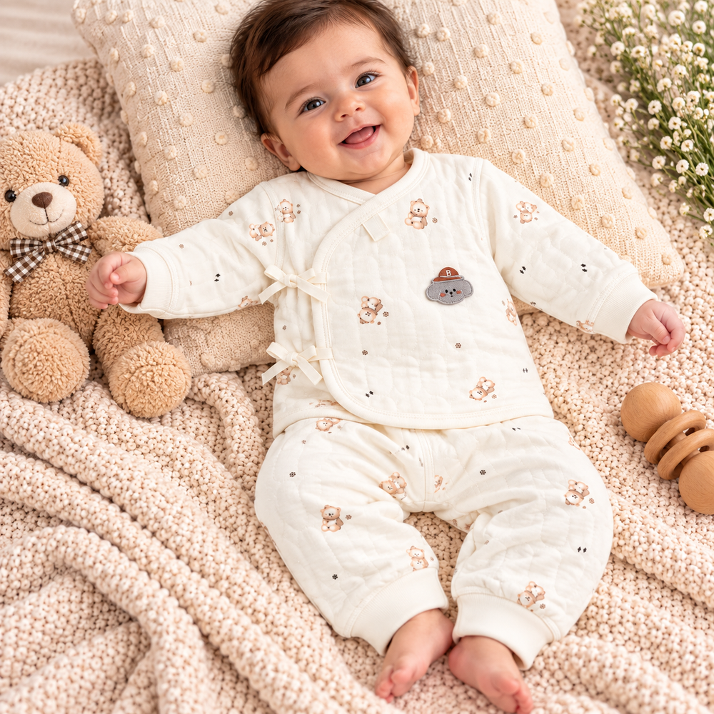Quilted Baby Wrap Top & Pants Set – Assorted Cute Prints