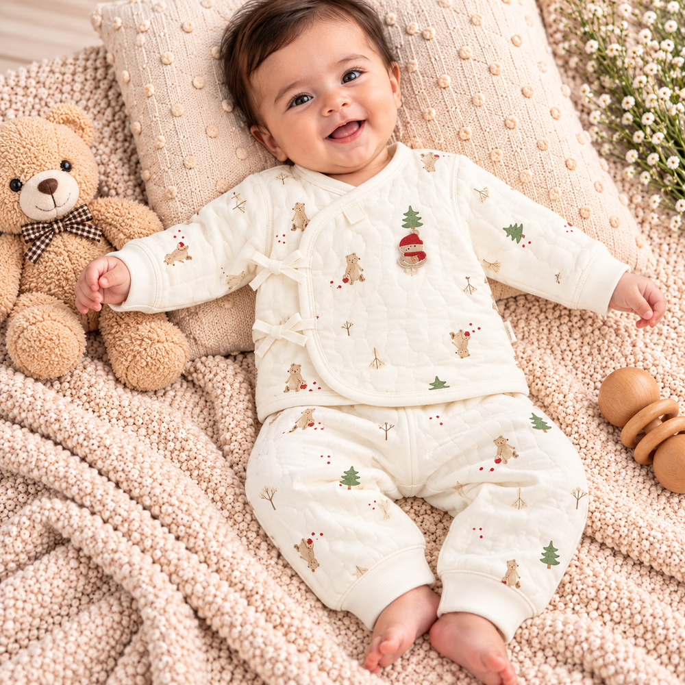Quilted Baby Wrap Top & Pants Set – Assorted Cute Prints