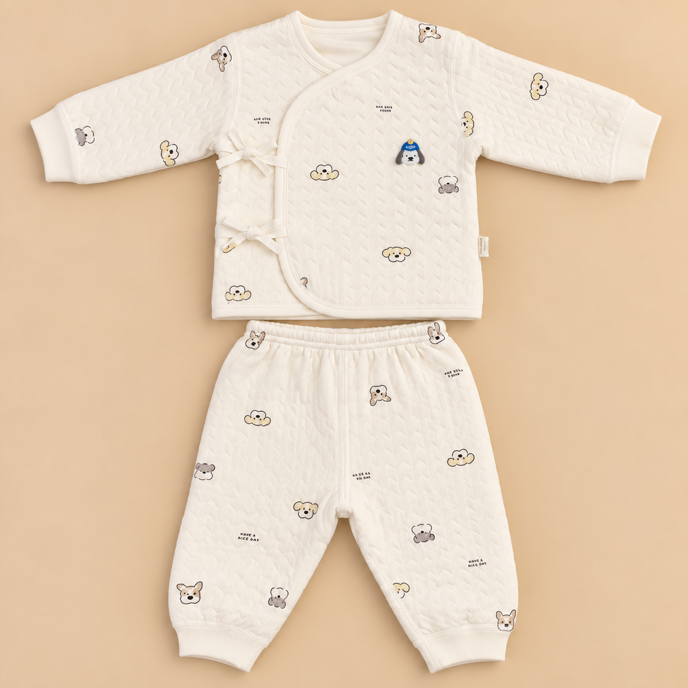 Quilted Baby Wrap Top & Pants Set – Assorted Cute Prints