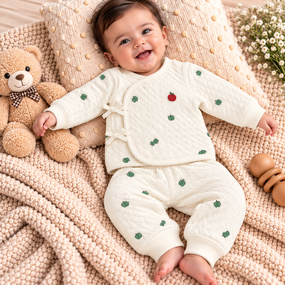 Quilted Baby Wrap Top & Pants Set – Assorted Cute Prints