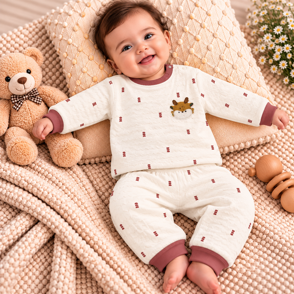 Quilted Baby Giraffe Top & Pants Set – 3 Colors