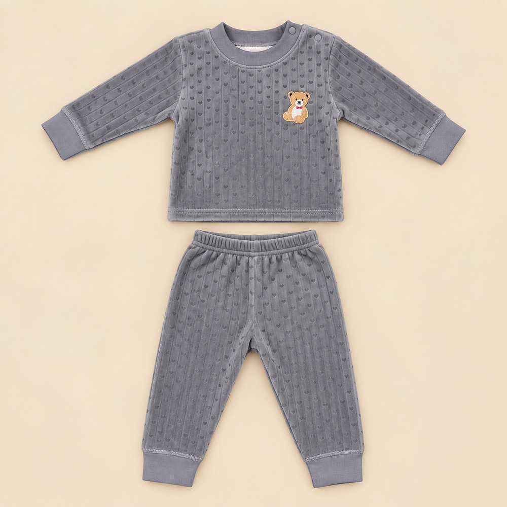 Cozy Ribbed Velvet Baby 2-Piece Set – Assorted Colors