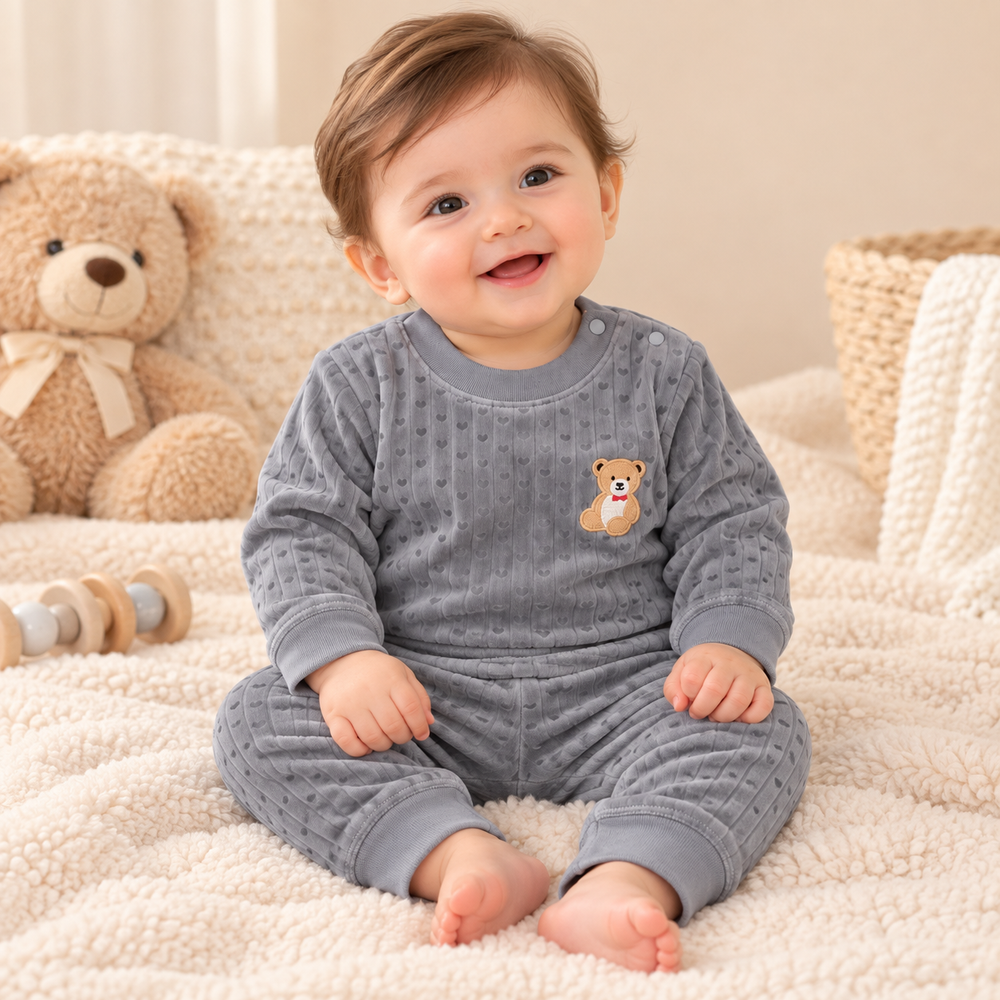 Cozy Ribbed Velvet Baby 2-Piece Set – Assorted Colors