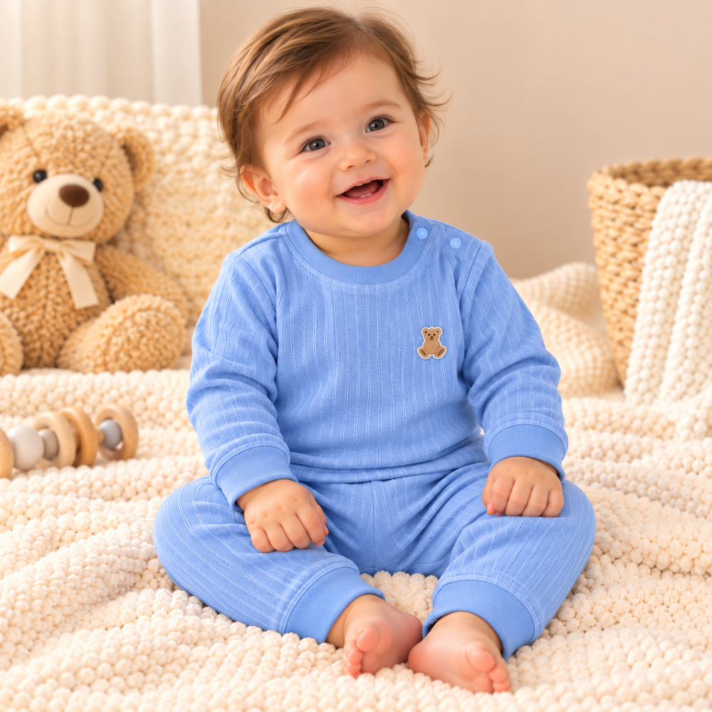 Cozy Ribbed Velvet Baby 2-Piece Set – Assorted Colors