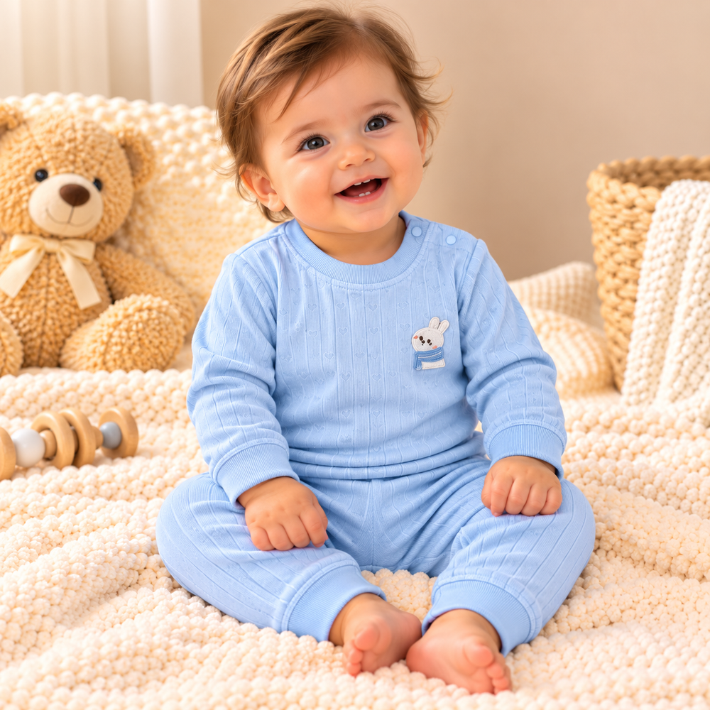Cozy Ribbed Velvet Baby 2-Piece Set – Assorted Colors