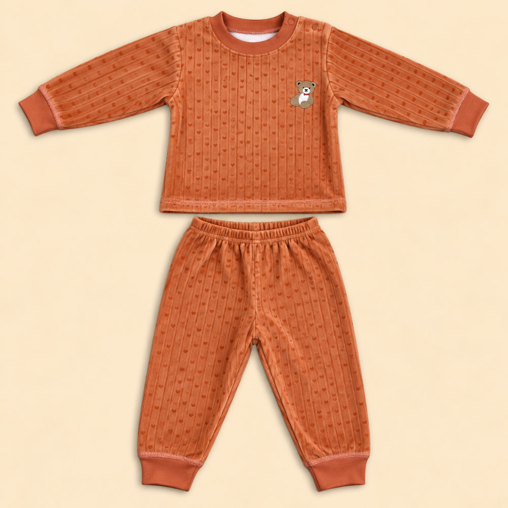 Cozy Ribbed Velvet Baby 2-Piece Set – Assorted Colors