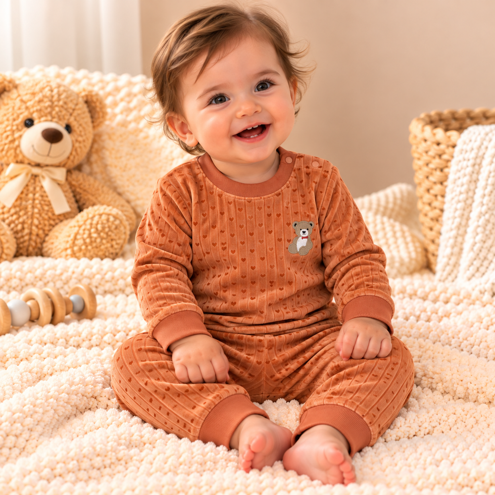 Cozy Ribbed Velvet Baby 2-Piece Set – Assorted Colors