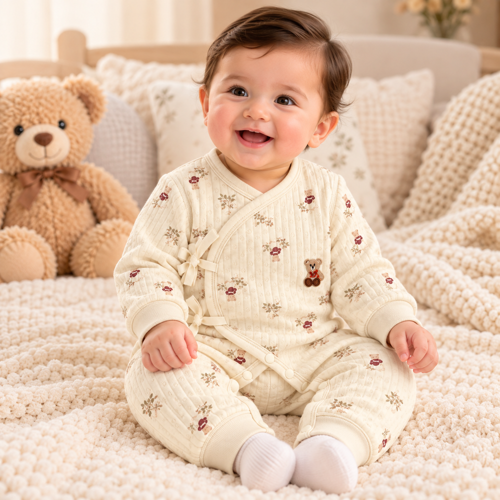 Quilted Wrap Baby Romper – Printed Collection