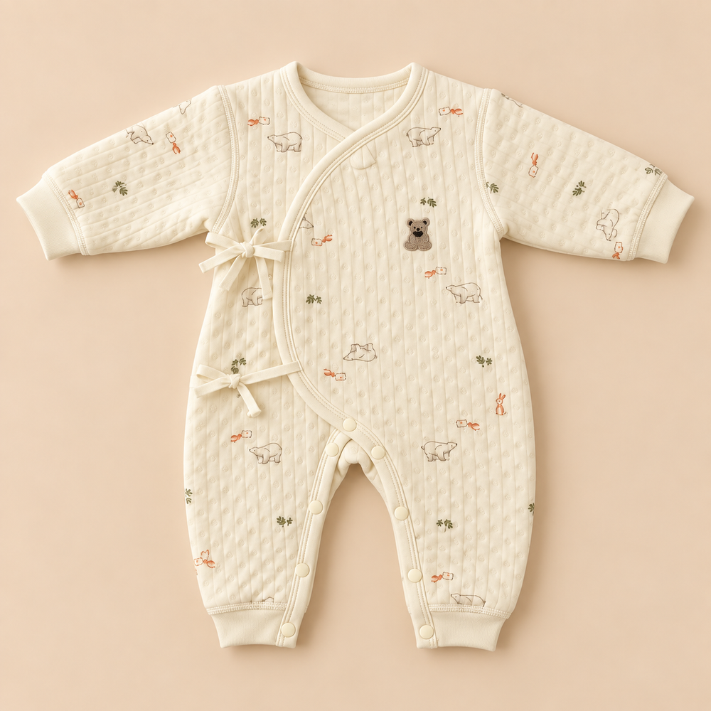 Quilted Wrap Baby Romper – Printed Collection
