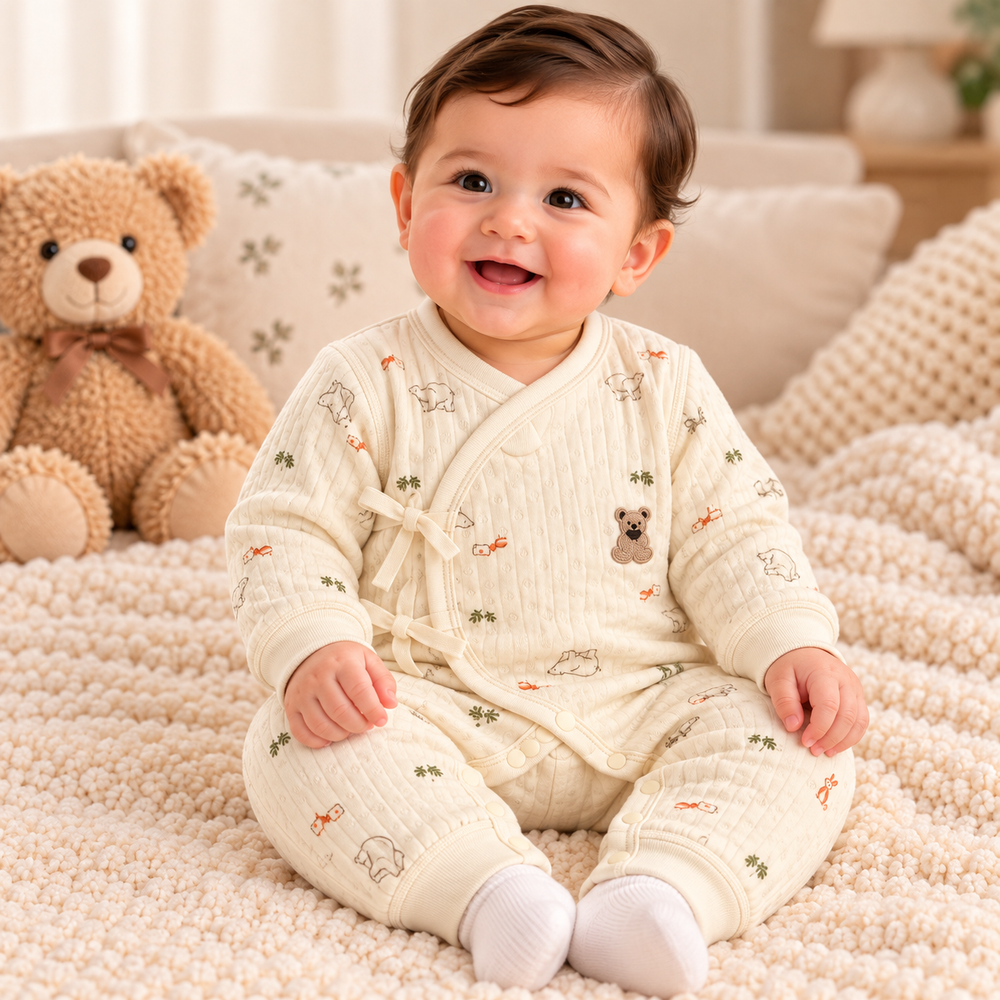 Quilted Wrap Baby Romper – Printed Collection