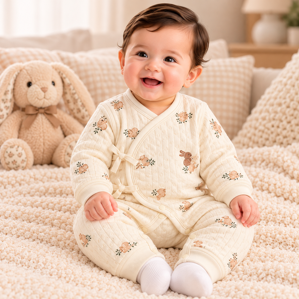 Quilted Wrap Baby Romper – Printed Collection