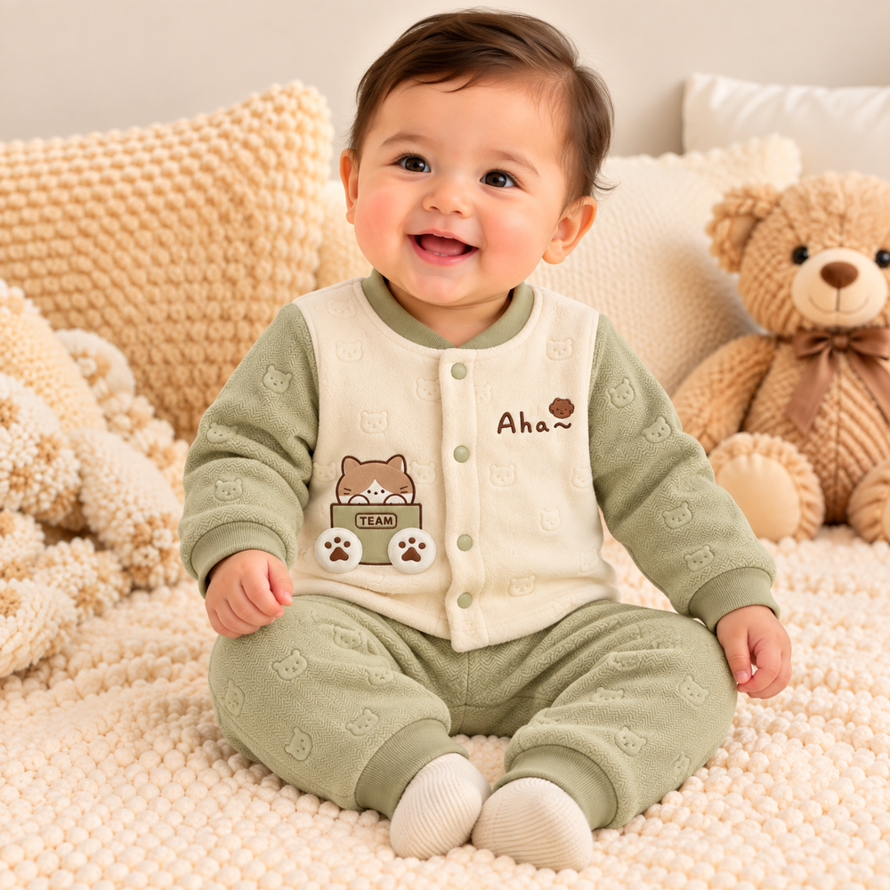 Aha Bear Textured Baby 2-Piece Cozy Set