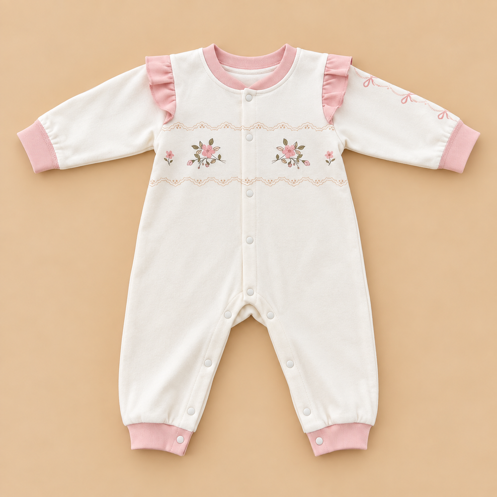 Floral Ruffle Baby Romper – 3 Elegant Colors