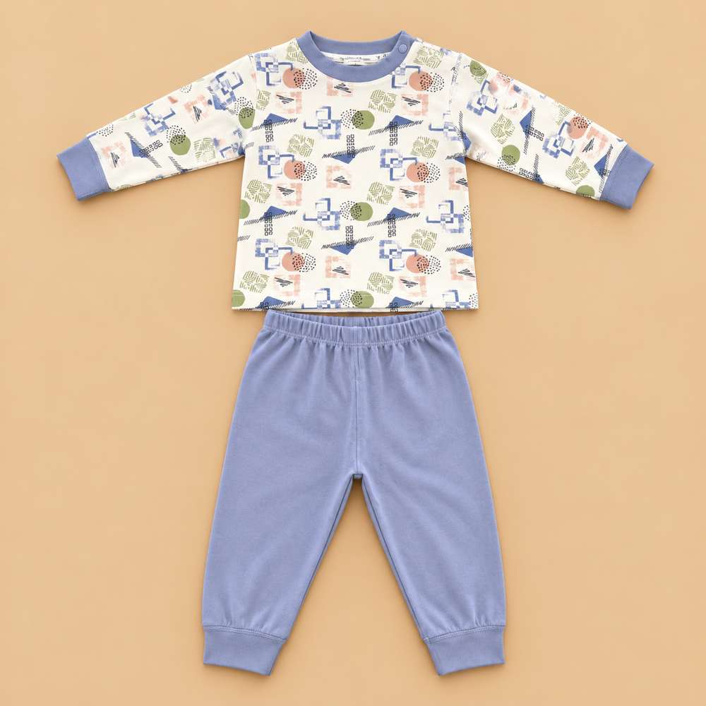 Printed Baby Two-Piece Top & Trouser Set – 3 Colors