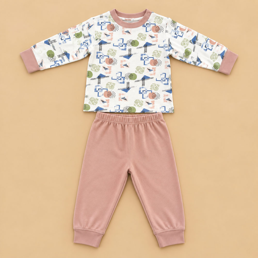 Printed Baby Two-Piece Top & Trouser Set – 3 Colors