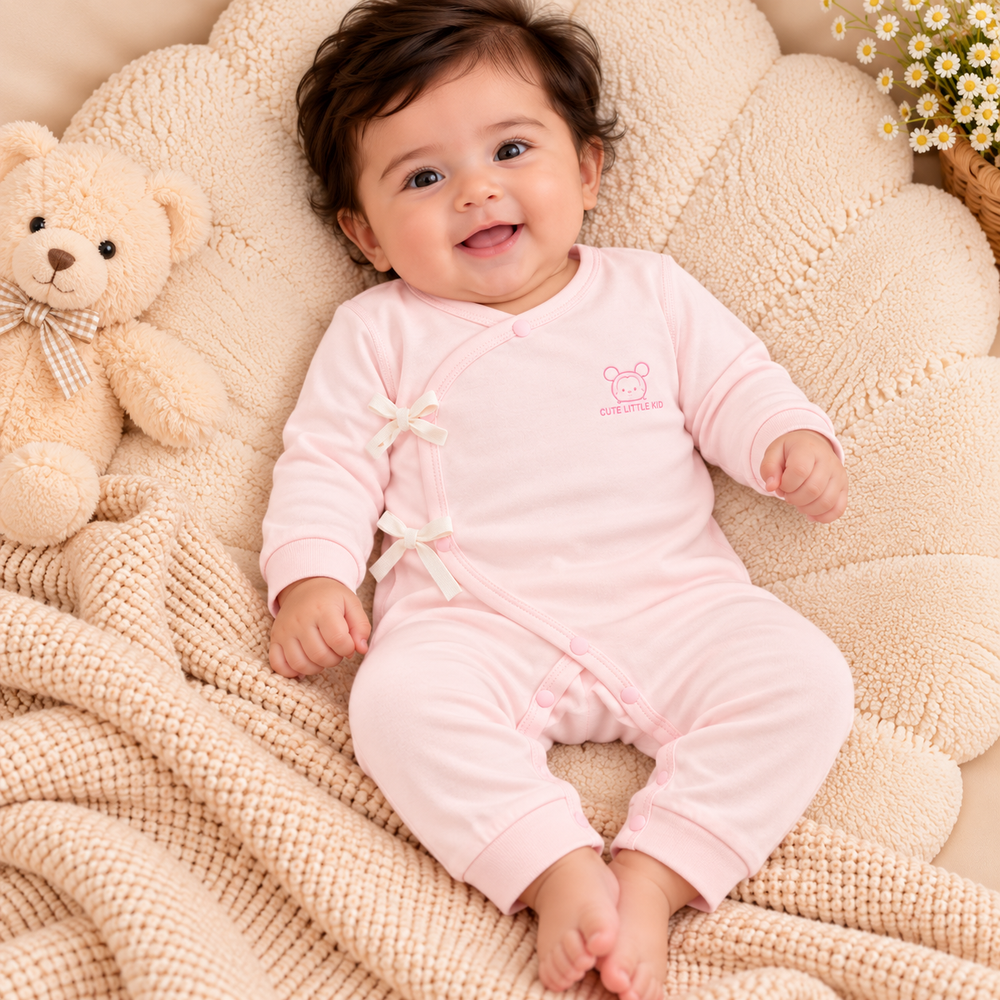 Cozy Wrap Baby Romper – Soft Long-Sleeve Newborn Jumpsuit