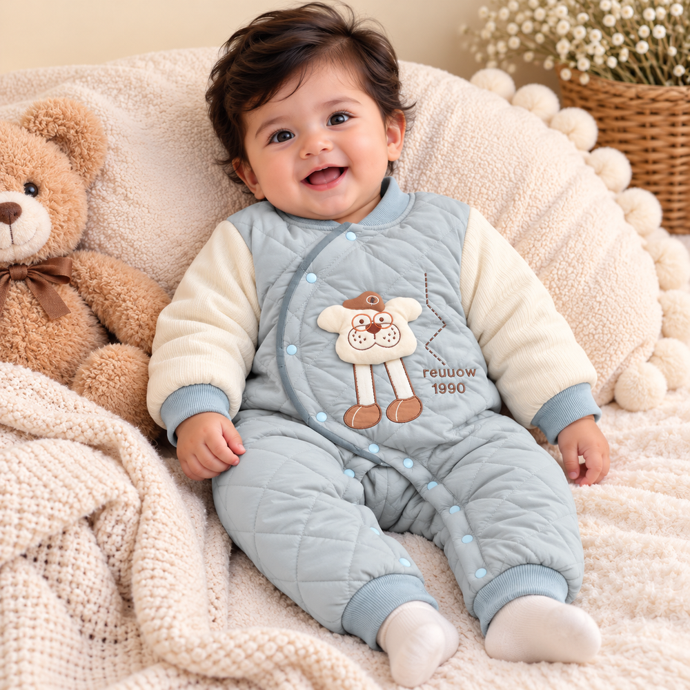Cozy Teddy Quilted Winter Romper