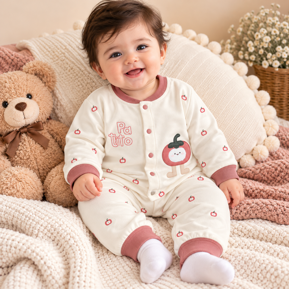 Cute Cartoon Baby Cotton Pajama Set – Long Sleeve Shirt & Pants (2-Piece Set)