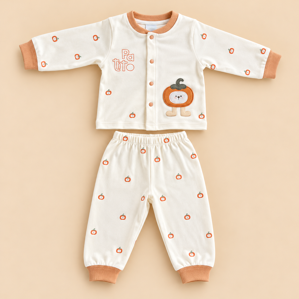 Cute Cartoon Baby Cotton Pajama Set – Long Sleeve Shirt & Pants (2-Piece Set)