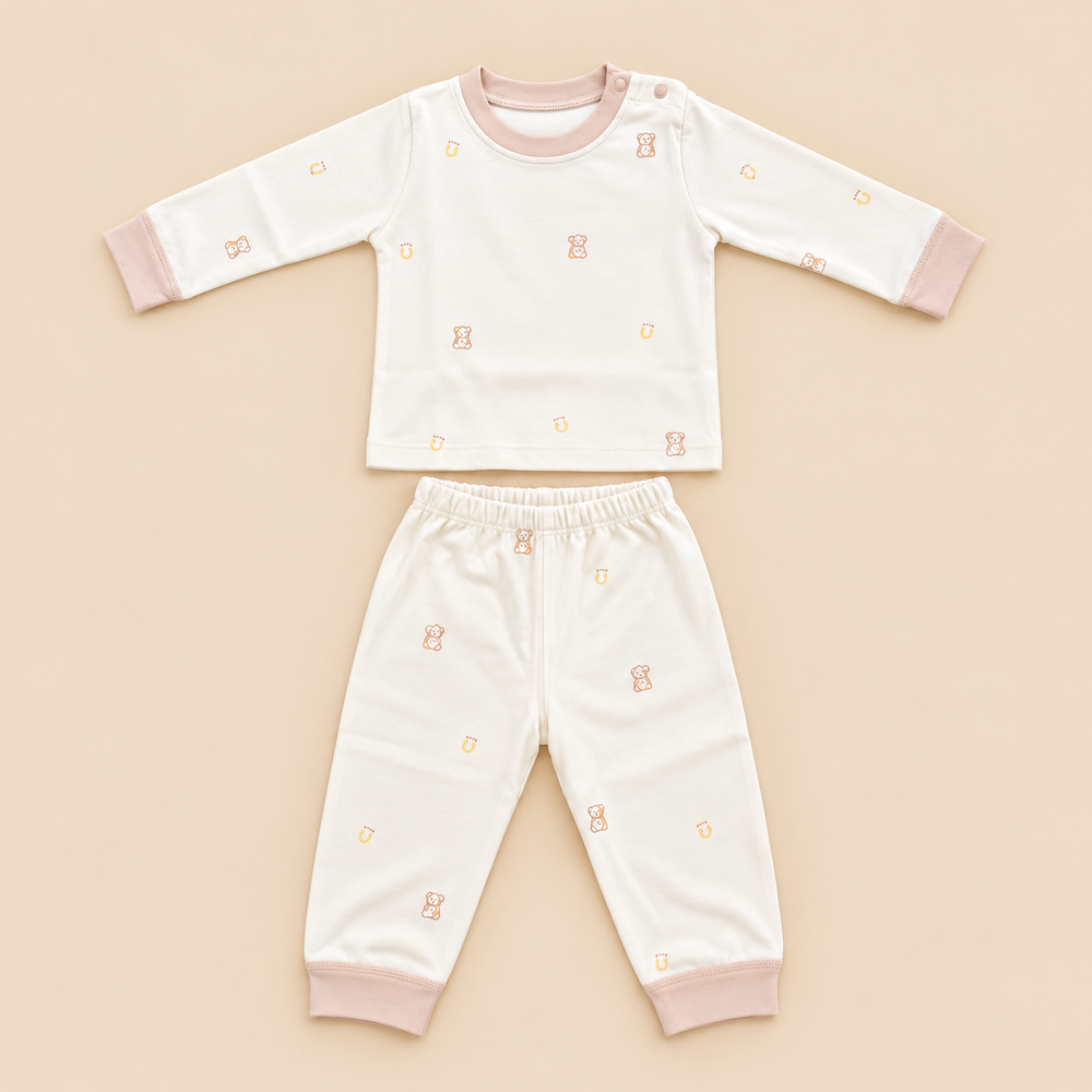 Printed 2-Piece Cotton Outfit Set – Full Sleeves & Pants