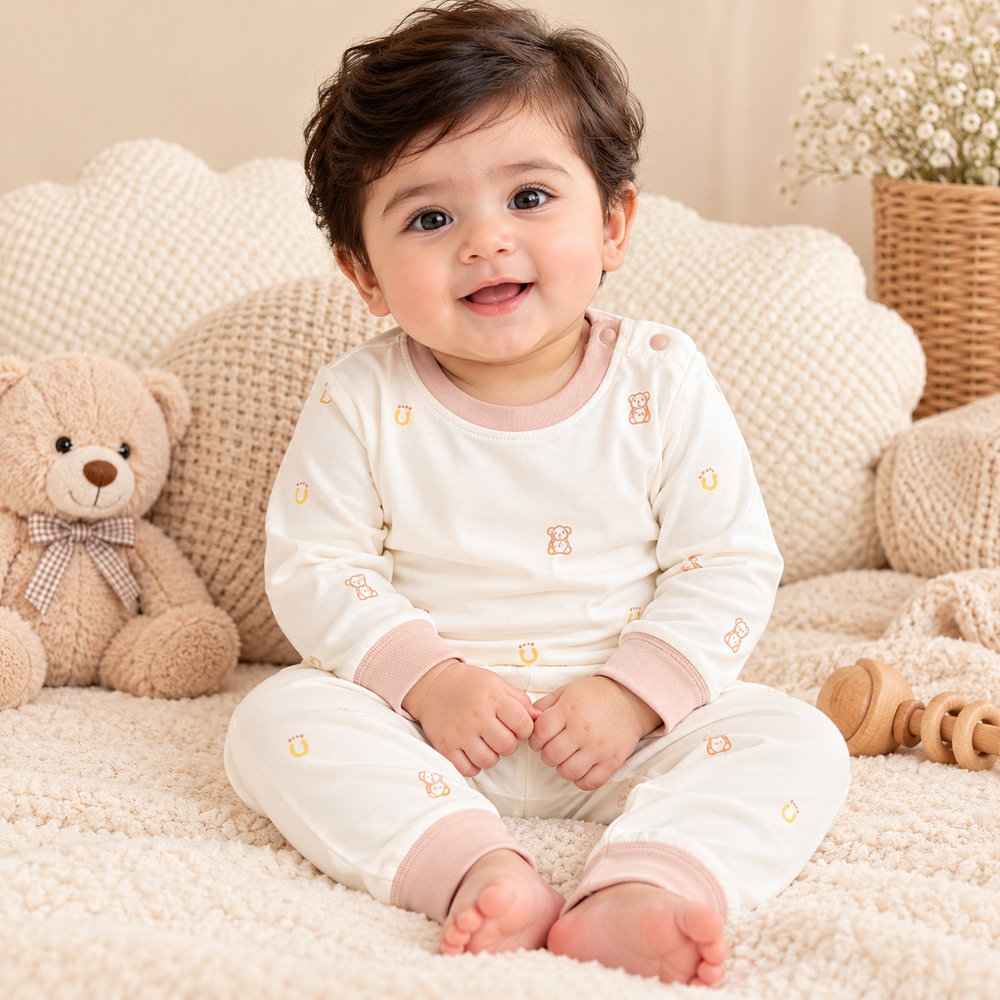 Printed 2-Piece Cotton Outfit Set – Full Sleeves & Pants
